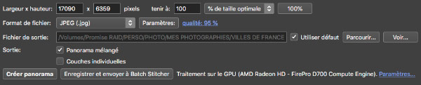 Options du panorama de PTGUI